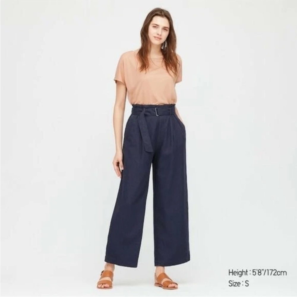 Uniqlo Linen Rayon Wide-Leg Pants